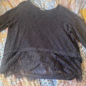 Eyeshadow Dark Gray Lace Trimmed Top